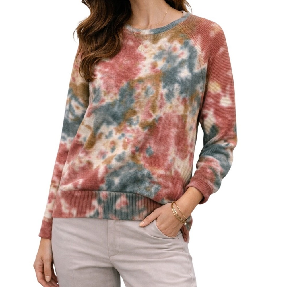 *NWT* Lou & Grey Tie-Dye Sweater Women Size Small Multicolor Cotton Raglan‎ Knit